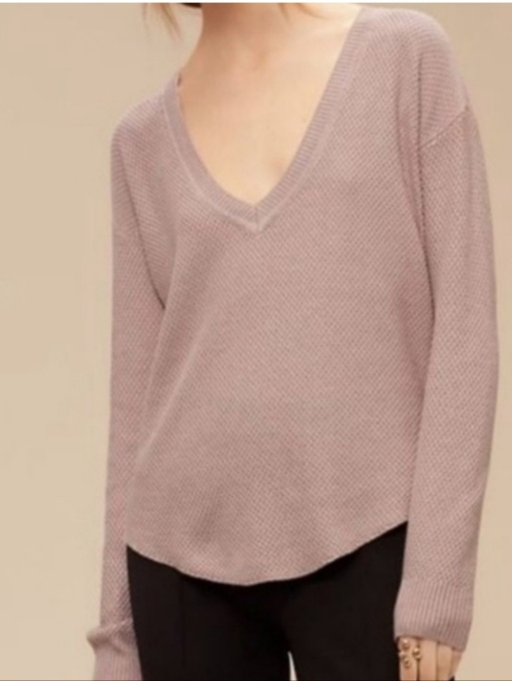 Aritzia Wilfred Galois Silk Cashmere Sweater heather Quarry dust pink Medium